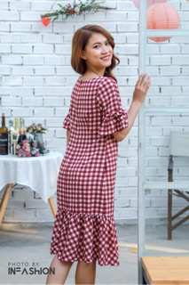 Đầm caro đuôi cá InFashion