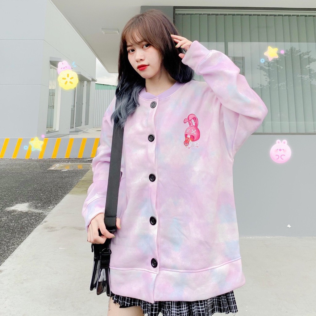 Áo Khoác Cardigan Loang Màu In Hoạt Hình Dáng Rộng Unisex Nam Nữ- Cardigan 3D - KC01