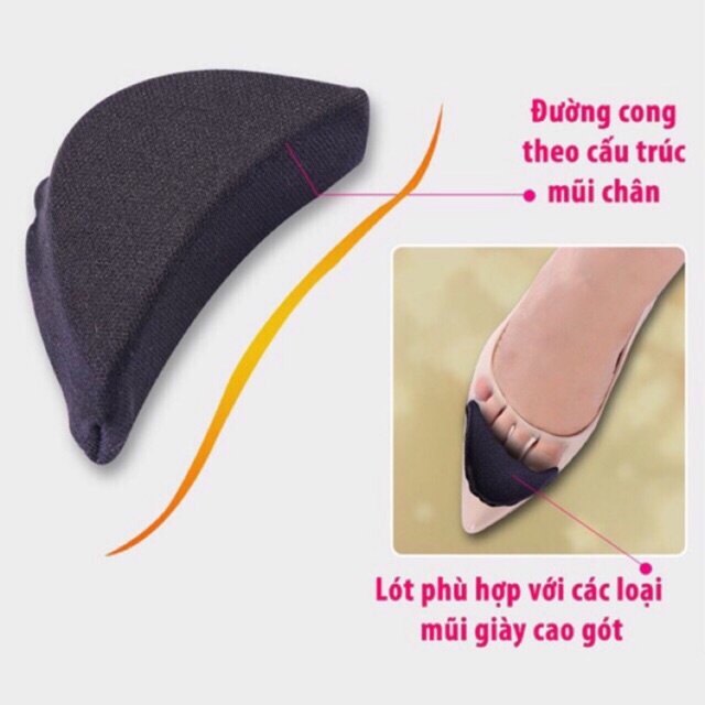 COMBO 2 MIẾNG ĐỆM LÓT MŨI CHÂN GIẢM ĐAU, GIẢM SIZE CHỐNG RỘNG GIÀY CAO GÓT