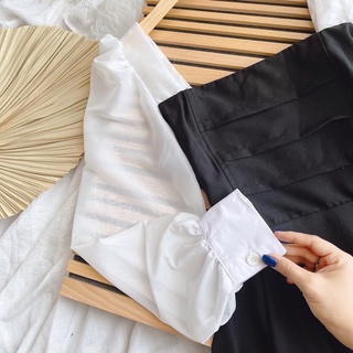 (KÈM ẢNH THẬT) ĐẦM MIDI ĐEN PHỐI TAY VOAN TRẮNG ☺️☺️