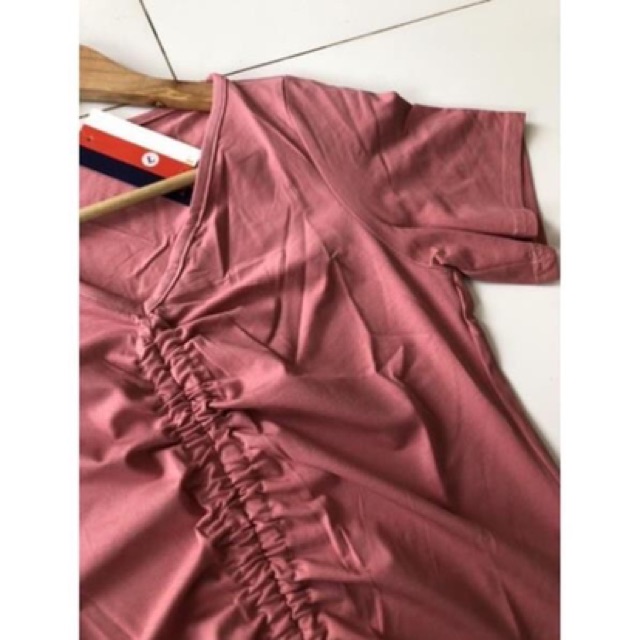 Áo thun nữ dây rút ngực chất cotton kèm ảnh thật