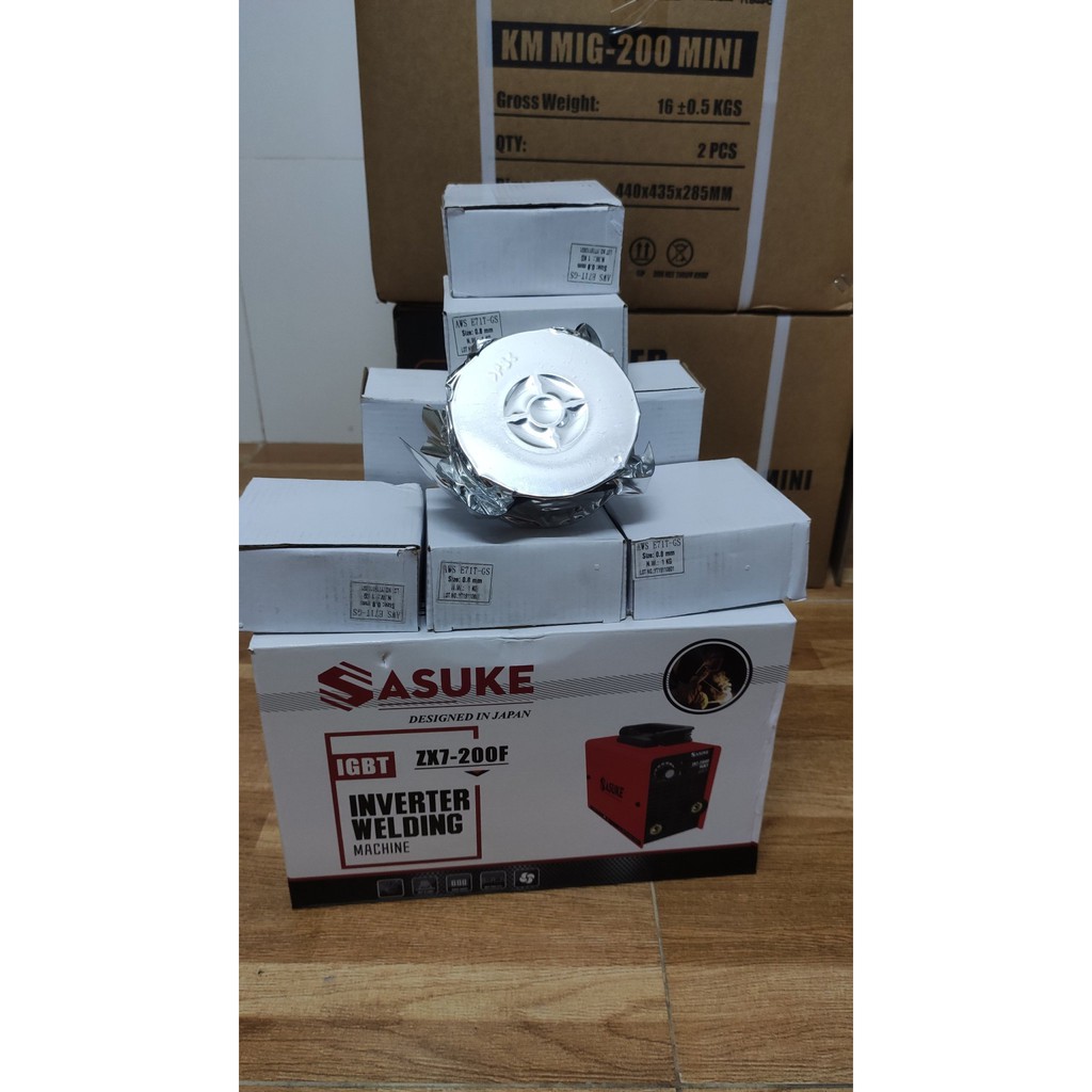 Cuộn dây hàn MIG không dùng khí 1 kg - kích cỡ 0.8ly và 1.0ly - chuyên hàn sắt,nhôm - tặng kèm 2 bép hàn