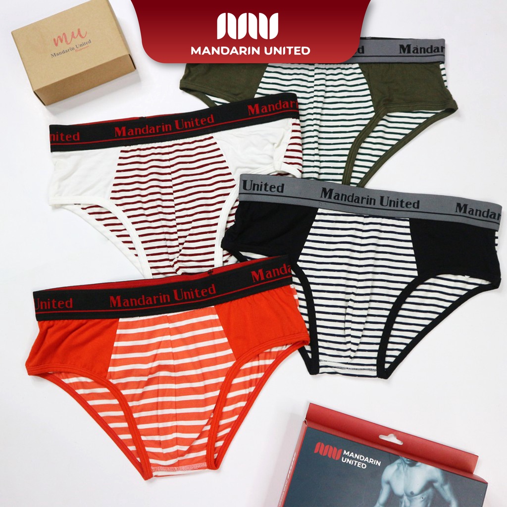 Quần lót nam MANDARIN UNITED sịp tam giác phối kẻ vải cotton thấm hút tốt - MUCTG001