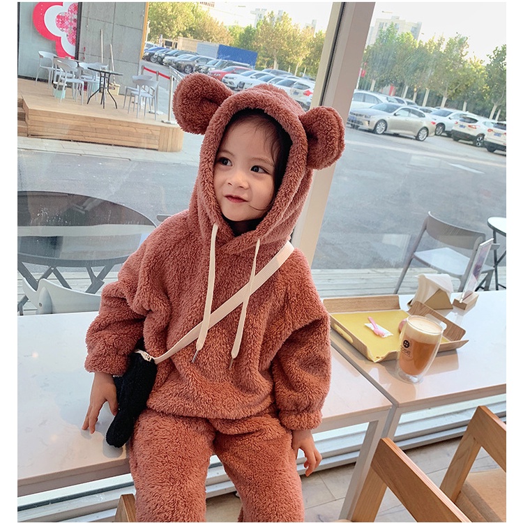 Bộ lông cho bé trai bé gái dày dặn ấm áp . Set bộ áo khoác mùa đông trẻ em từ 6 đến 16kg
