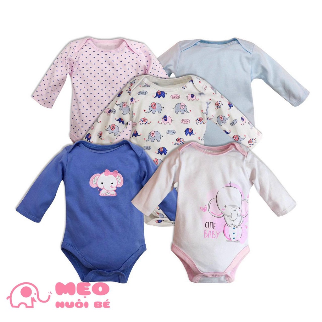 Set 5 bộ body chip đóng bỉm dài tay kèm mắc