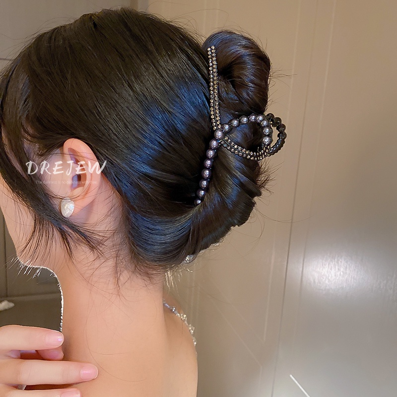 DREJEW Kẹp tóc đính đá ngọc trai nhân tạo thiết kế cao cấp thời trang