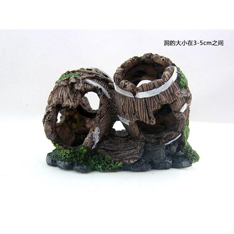 Tiểu cảnh thùng đôi dùng trang trí cho hồ cá, hồ thủy sinh