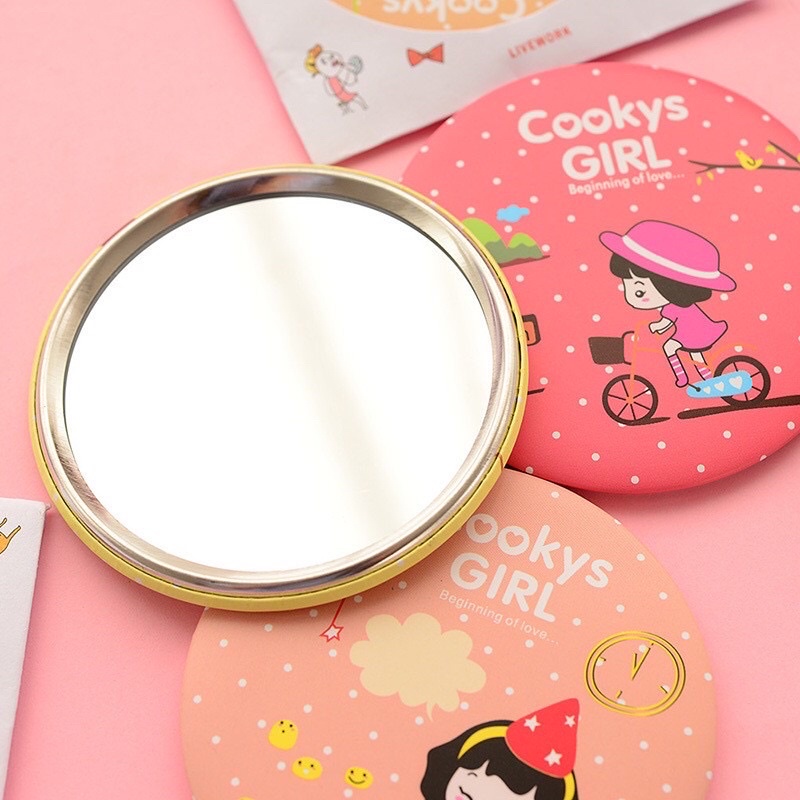 GƯƠNG MINI HÀN QUỐC - GƯƠNG TRANG ĐIỂM CẦM TAY TIỆN LỢI SIÊU CUTE (màu ngẫu nhiên)