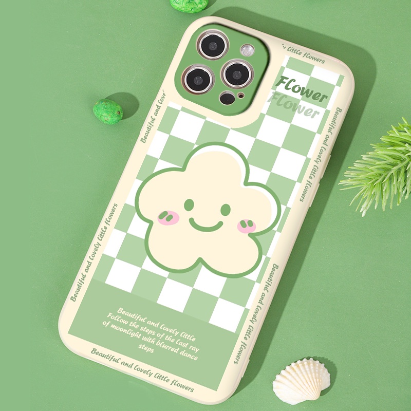 Ốp Điện Thoại iphone HOA xanh mát ốp vuông iPhone 12 8plus 11promax 7plus 6Plus 7Plus X Xs Max 13 Promax tr204