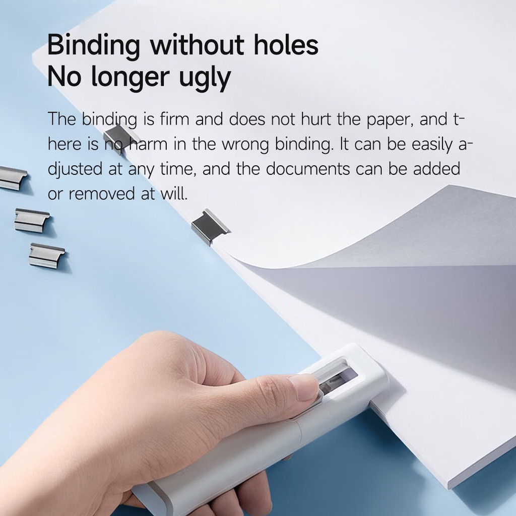 Xiaomi Youpin Dụng cụ đẩy bấm kẹp giấy   không ghim lỗ tái sử dụng được có hộp 168 kẹp sử dụng tại trường học văn phòng