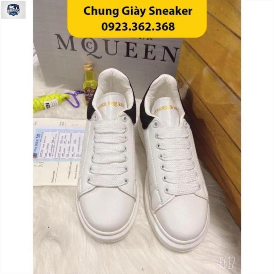 12.12 Giày MCQ Độn Đế 3 Phân Màu Trắng Gót Đen, Giày MC Queen Gót Nhung nam nữ : )