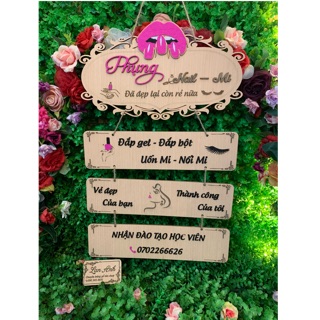 Bảng gỗ treo shop mẫu nối dây