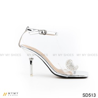 SD513 Sandal quai trong đính đá my my shoes gót nhọn 9p