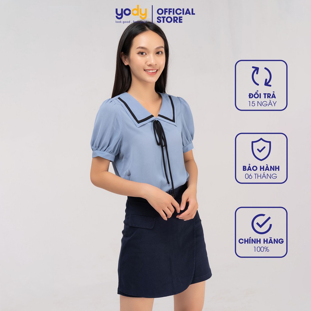 Áo sơ mi Nữ YODY cổ nơ lé phối nhẹ nhàng nữ tính thắt dây nơ cổ SCN4392 | BigBuy360 - bigbuy360.vn