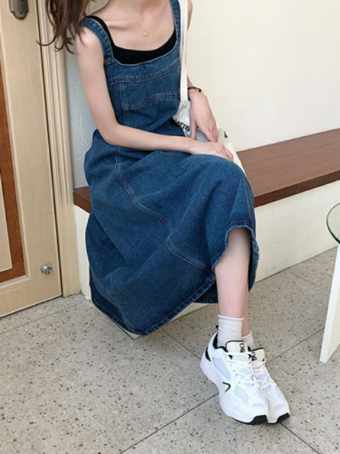 Váy Yếm Jean, Bò Chữ A Dáng Dài Taobao Order Kèm Ảnh Thật