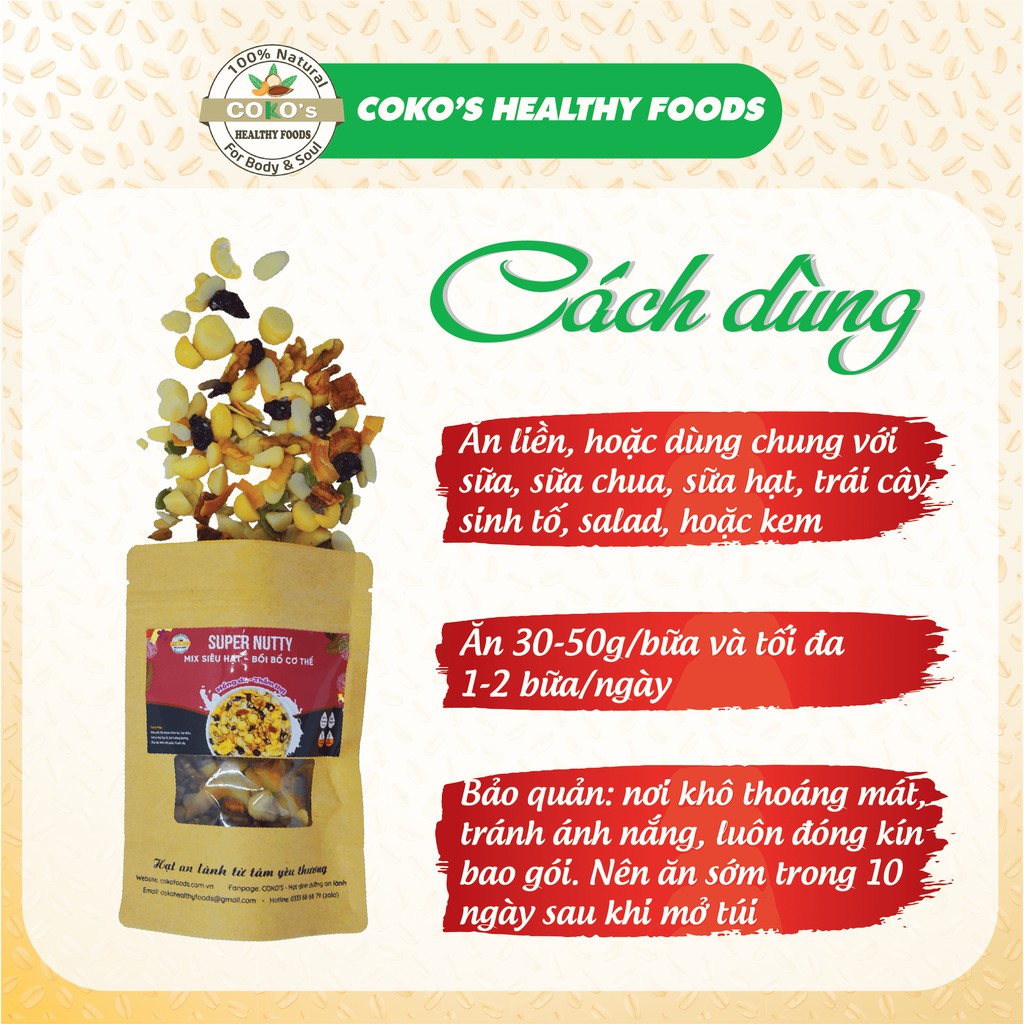 Ngũ Cốc Granola Sêu Hạt Bồi Bổ Cơ Thể Super Nutty 100gr COKO'S FOOD, Ngũ Cốc Dinh Dưỡng Hảo Hạng