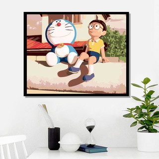 tranh sơn dầu số hoá theo yêu cầu♗✖phim hoạt hình sáng tạo tự làm Doraemon treo tranh giải nén bức tranh sơn dầu kỹ thuậ