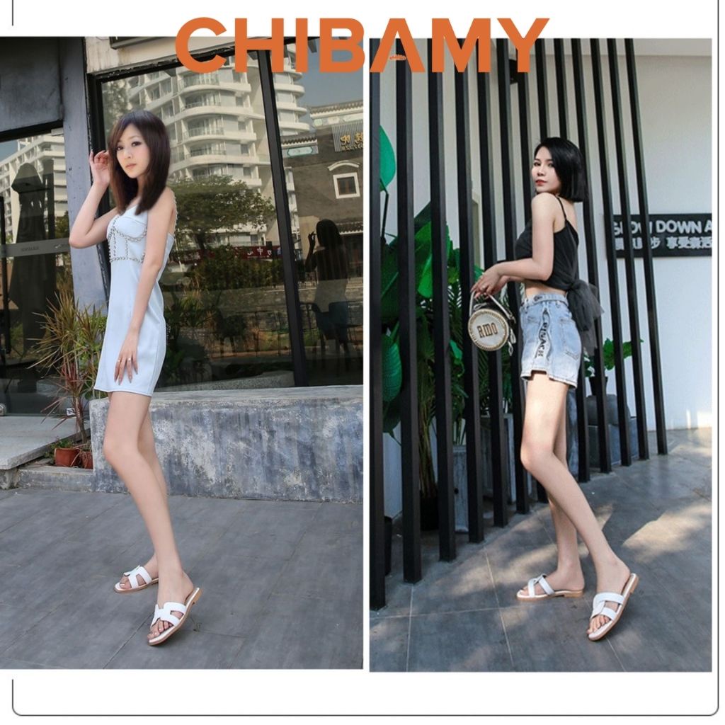 Dép Nữ chữ H Xoắn thời trang CHIBAMY da mềm