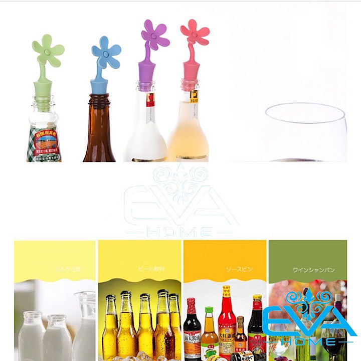 Set 2 Nút Đậy Chai Silicone Flower Bottle Cover