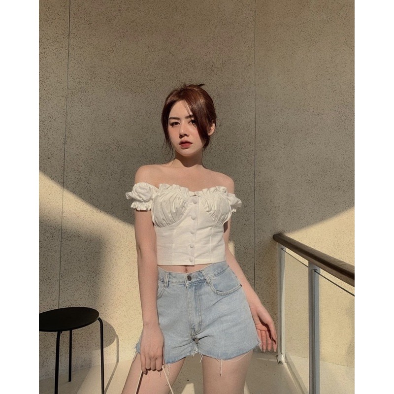 ÂME.STUDIO | Áo croptop nhún ngực tay lỡ Fiona Croptop