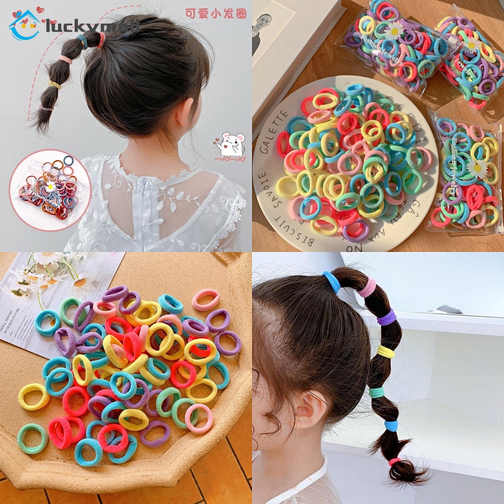 Dây cột tóc co giãn màu sắc ngọt ngào phong cách Hàn Quốc tiện dụng cho bé