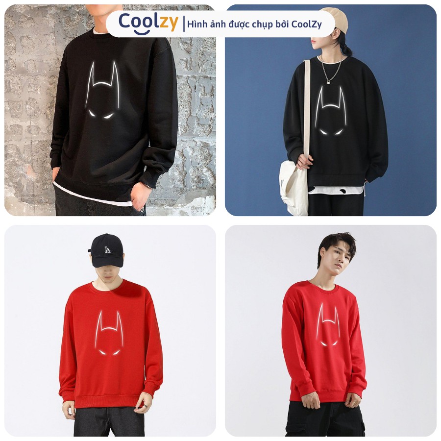 [Mã FAMARAL2 giảm 10K đơn 50K]Áo Sweater  Áo Sweater form rộng in BatMan Phản Quang | CoolZy