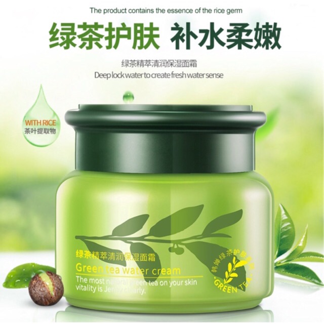 Kem Dưỡng Ẩm Tinh Chất Trà Xanh Rorec (50g) Green Tea Water Gream Dưỡng Ẩm, Ngừa Mụn, Kiểm Soát Dầu, Sáng Da Chính Hãng