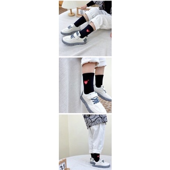 Tất Vớ Trẻ Em Hàn Quốc, Tất Thể Thao Cao Cấp Cổ Cao Thêu Thủ Công Trái Tim Đỏ Cho Bé Trai Bé Gái Từ 3 - 12 tuổi