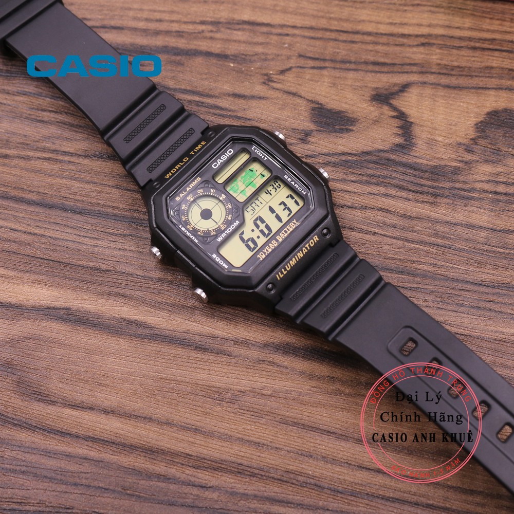 Đồng hồ Nam Casio WorldTime AE-1200WH-1BVDF dây nhựa