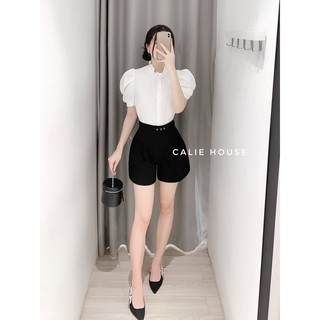 Áo sơ mi trắng cổ bèo đính nơ thời trang thiết kế nữ Calie House A169