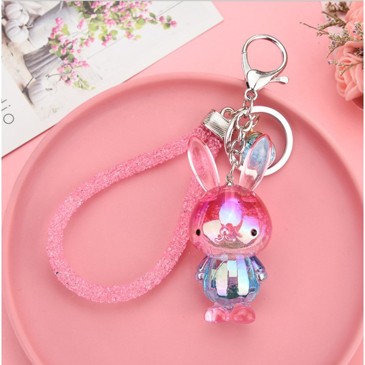Móc khóa, móc túi Acrylic thỏ con trong suốt độc đáo cute dùng làm quà tặng, dây treo balo, túi xách, ví cầm tay - Rap