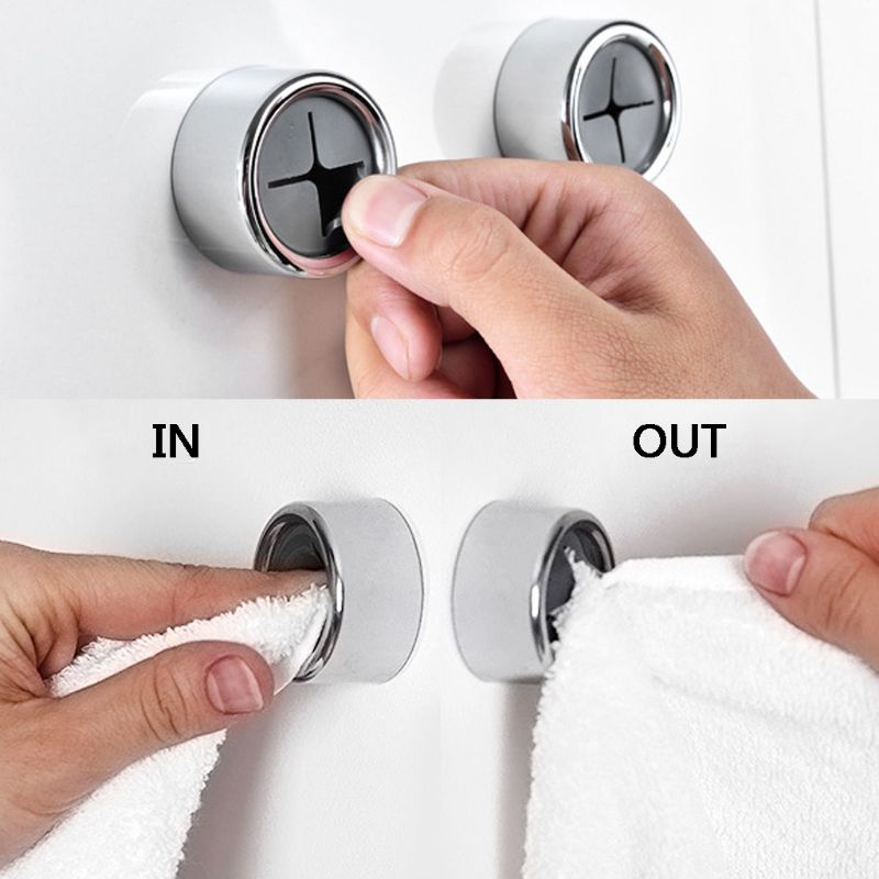 Set 3 Giá Đỡ Khăn Tắm / Đồ Dùng Hình Tròn Gắn Tường Không Cần Khoan Tiện Dụng Cho Nhà Bếp / Nhà Tắm