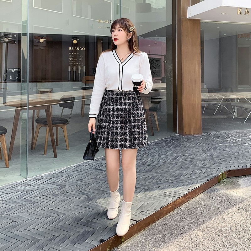 Bigsize Chân váy thu đông kèm quần trong vải tweet 60-93kg Ms190 | BigBuy360 - bigbuy360.vn