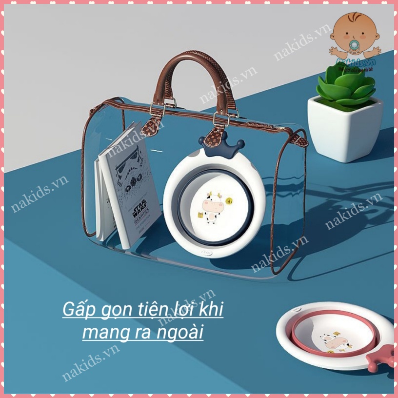 Chậu Rửa Mặt Gấp Gọn, Chậu Đi Sinh Hình Vương Miện Dùng Để Vệ Sinh Cá Nhân Cho Bé Và Cả Gia Đình MS103