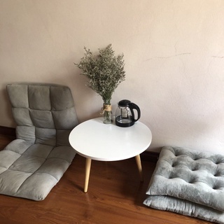 Bàn trà sofa tròn bệt, bàn tròn cafe, decor chân gỗ sồi tự nhiên( nhiều mầu sắc)