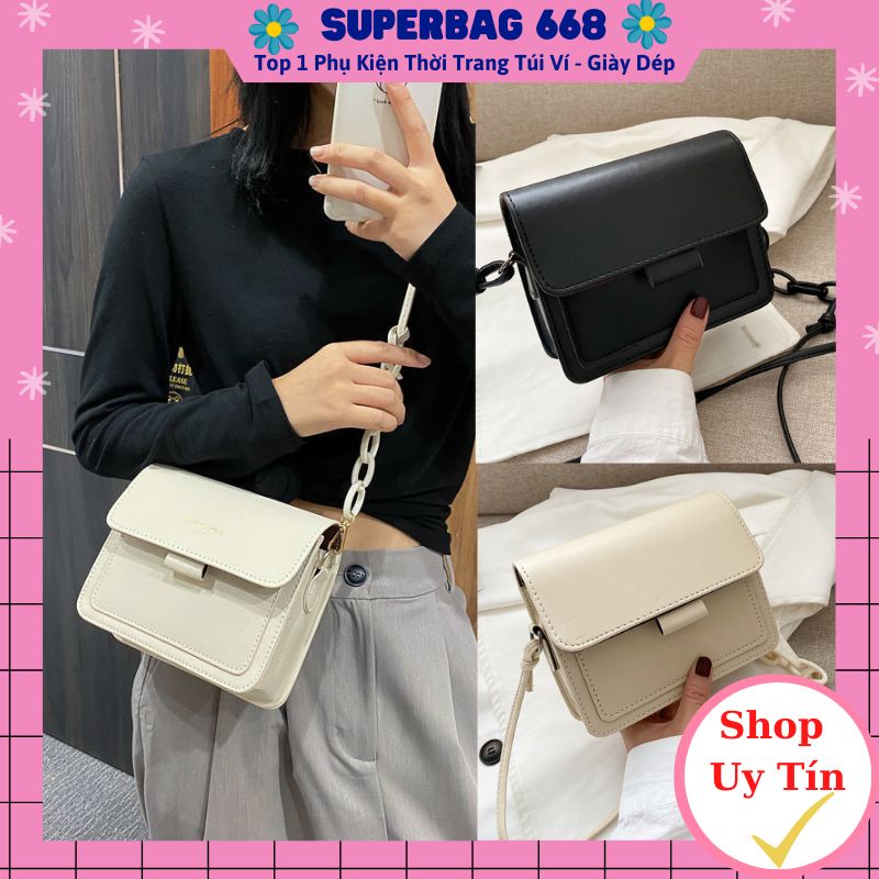 Túi xách nữ đeo chéo bì thư phối dây xích Superbag668 230