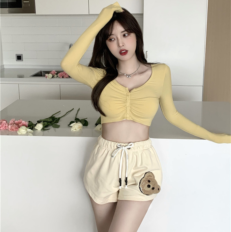 Áo Khoác Cardigan Ngắn Màu Vàng Thời Trang Cho Nữ