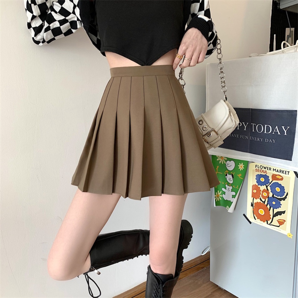 Chân váy SUXI dáng chữ A lưng cao xếp ly thời trang mùa hè xinh xắn dành cho nữ