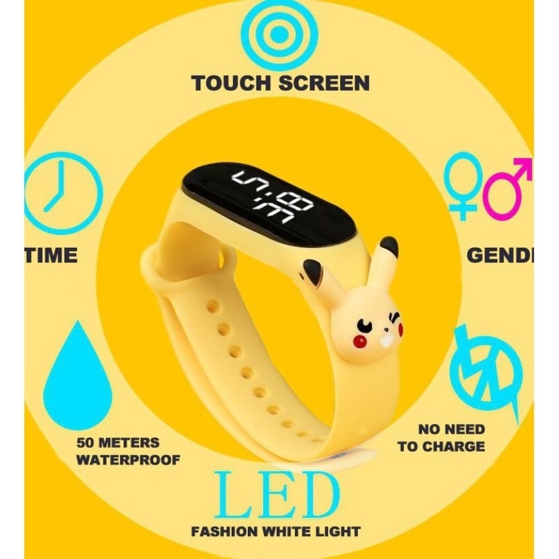 Đồng Hồ Điện Tử Màn Hình LED Cảm Ứng Kỹ Thuật Số Chống Thấm Nước Kiểu Hoạt Hình Cho Bé 50m
