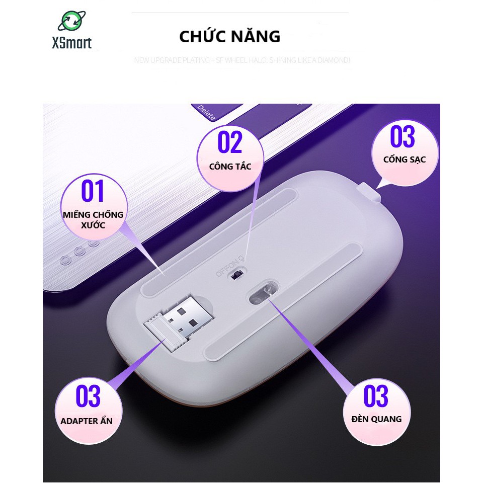 Chuột Không Dây Máy Tính A2Pro Có Led Đổi Màu Pin Sạc Dùng Văn Phòng, Chơi Game, Làm Việc Cực Chất