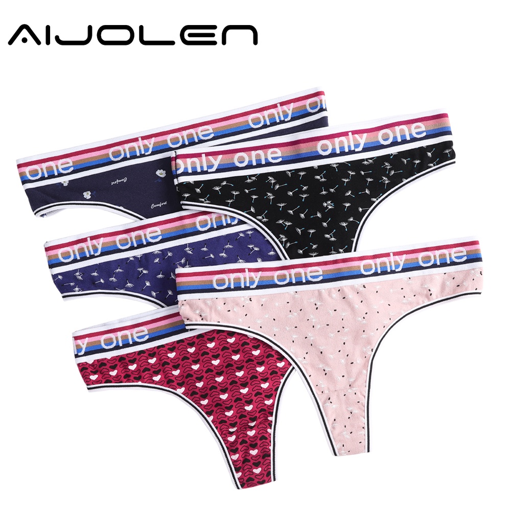Quần lót Aijolen bằng cotton lưng thấp in chữ gợi cảm cho nữ