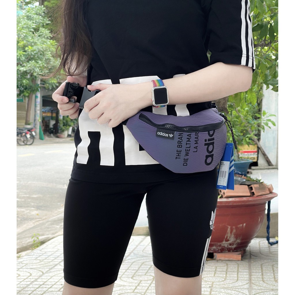 TÚI BAO TỬ ADIDAS THREE STRIP CHẤT VẢI PHẢN QUANG CAO CẤP, TÚI THỜI TRANG AD2A00 MÀU TÍM