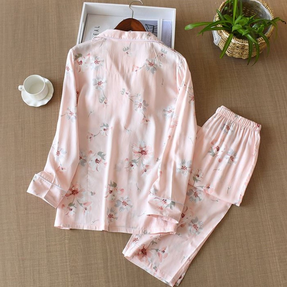 Bộ Đồ PyJama Lanh Lụa Mặc Nhà Dài Tay Chất Mát, Thời Trang Azuno PAZ2011