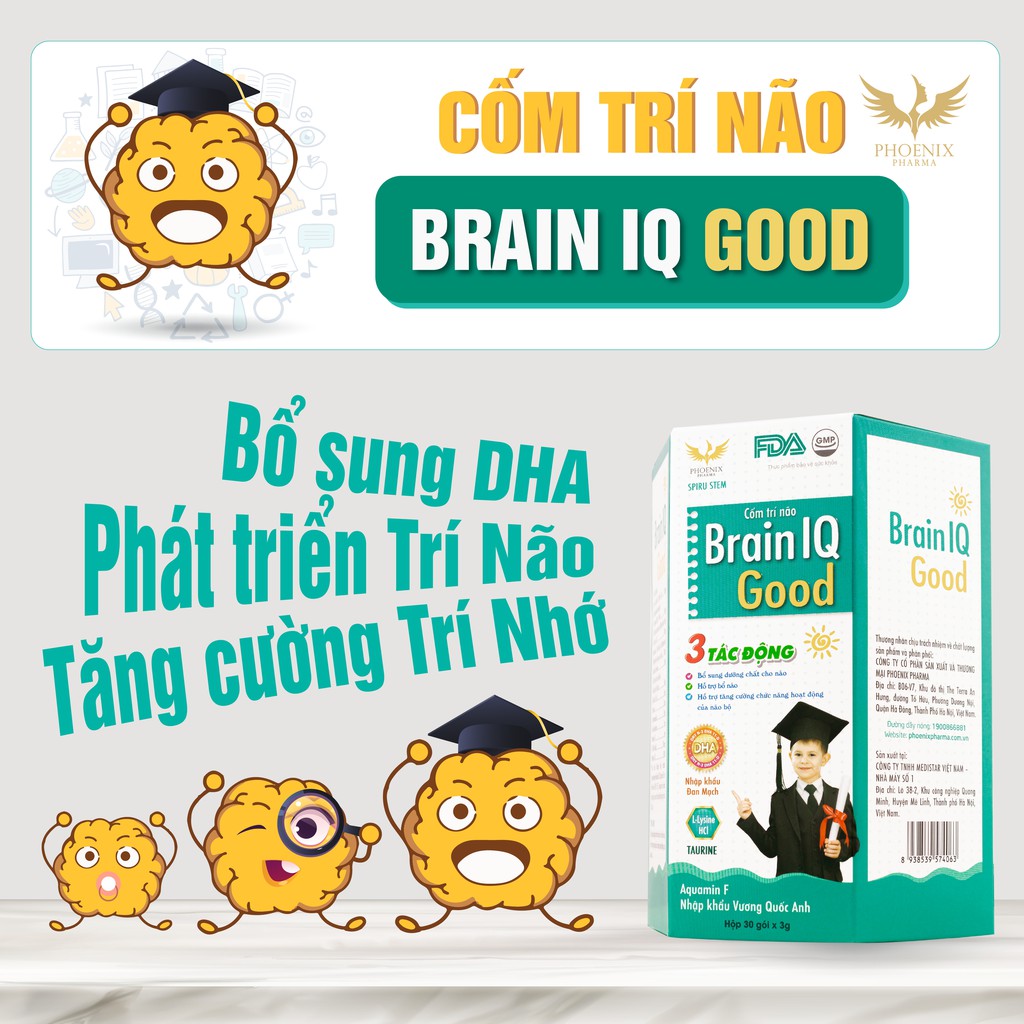 Gói lẻ cốm bổ não cho trẻ thông minh Brain IQ Good, cốm DHA cho bé gói 3gr