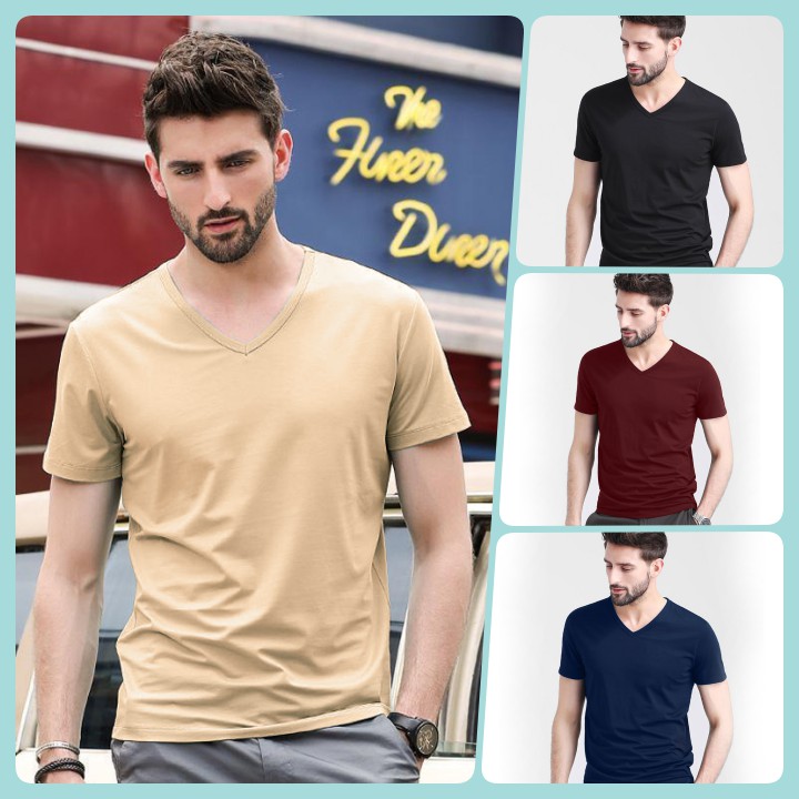 Áo phông nam trơn cổ tim TN103 nhiều màu sắc vải sợi tre tổng hợp trẻ trung phù hợp mọi giới tính