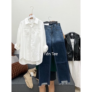 Quần ống đứng loang cắt vuông