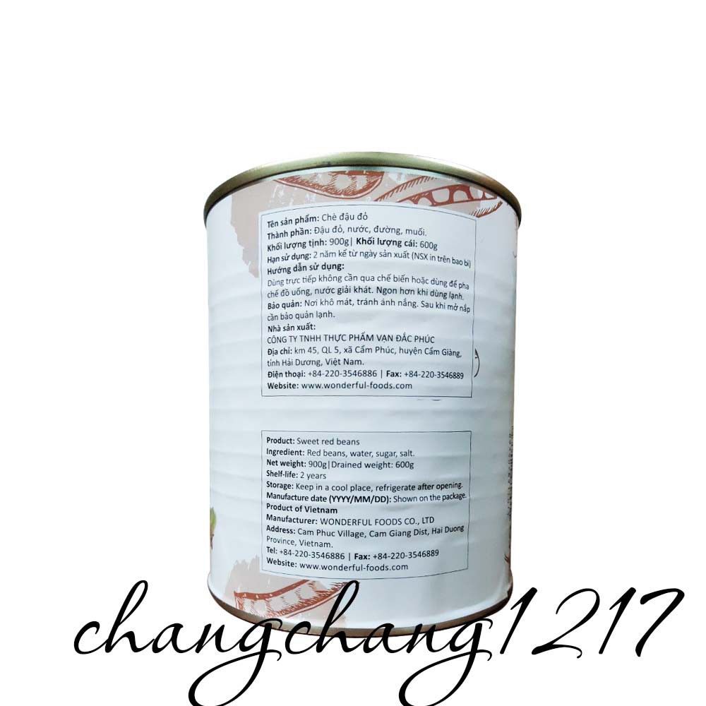 Chè Đậu Đỏ Wonderful Lon 900gr