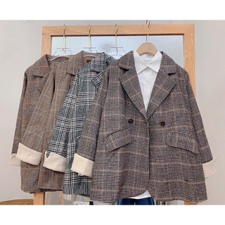 Áo dạ kẻ blazer