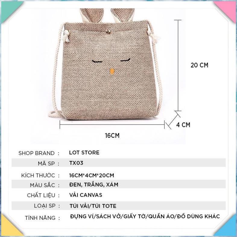 Túi tote vải đeo chéo YOSI canvas bag giá rẻ đẹp đi học ULZZANG PT3 TX03