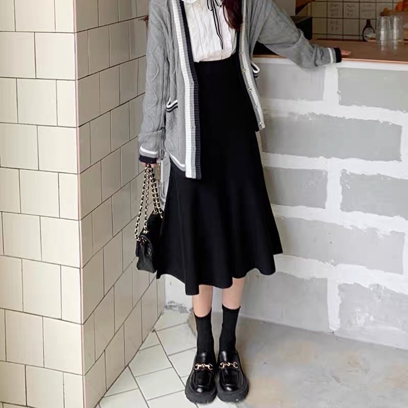 Chân váy đuôi cá dáng dài chất len tăm dày dặn co giãn, Chân váy siêu hot